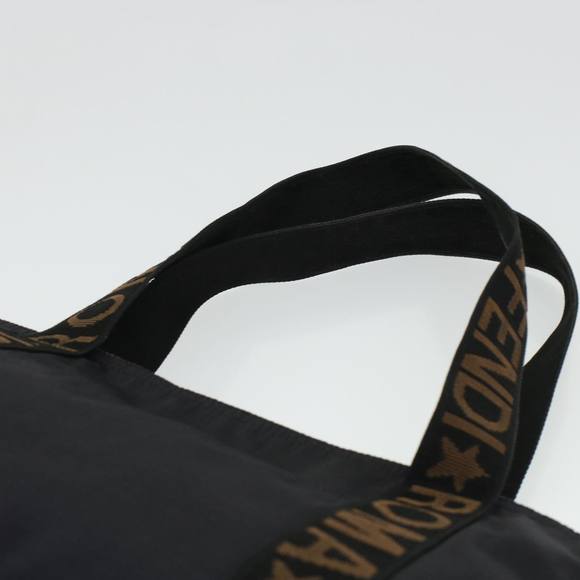 FENDI Tote Bag Nylon Black Brown Auth 44164 - Picture 14 of 16
